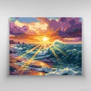 Olas y puesta de sol